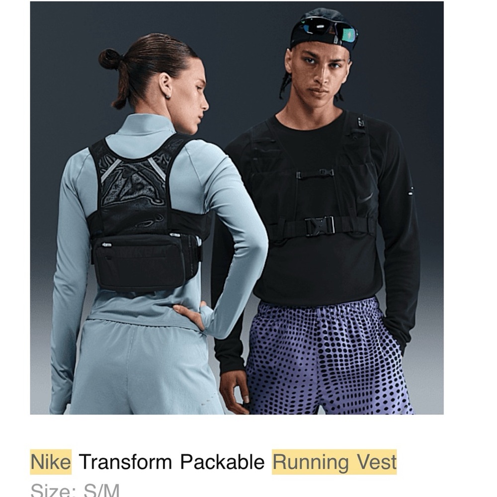 Nike Black Transform Packable Running Vest S/M
